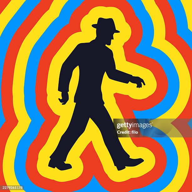 man walking vintage design element silhouette - flapper stock illustrations