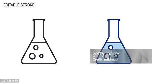 laboratory flask icon set. editable stroke. vector, eps10 - laboratory icon stock illustrations