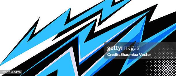 dynamic soccer racing banner with lightning arrows, retro halftone gradient, geometric shapes and modern vector decal design, futuristic sports motion background for flyer, brochure and web poster - decal design stock illustrations