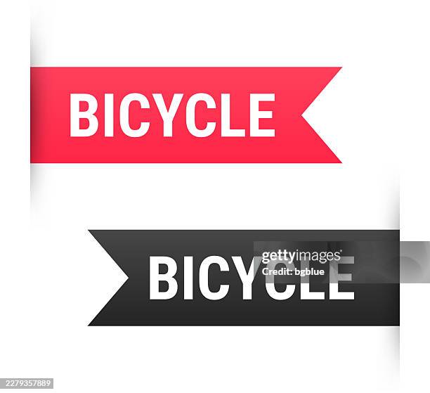 bicycle - banner, bookmark, ribbon, label on white background - bike path vector stock illustrations