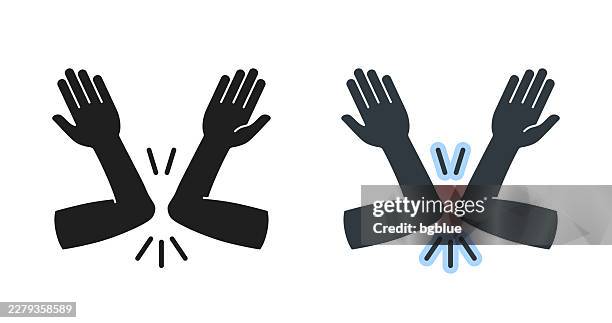 greeting with elbow bump. icons for design - editable icon - avoiding handshakes stock illustrations