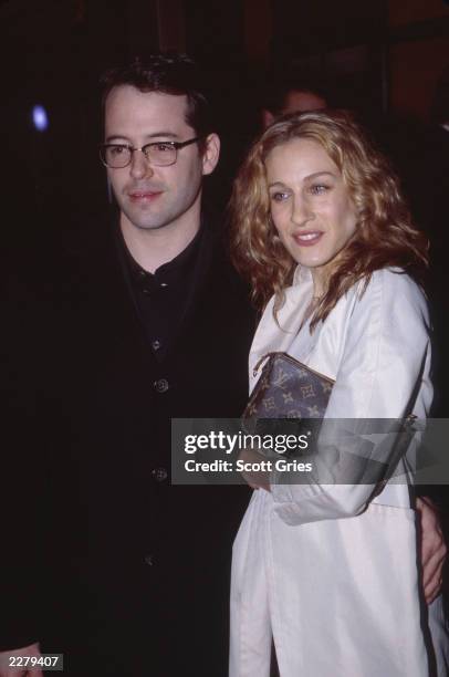 Matthew Broderick and Sarah Jessica Parker at the premiere of The Sopranos in New York City. 1/5/2000 Photo: Scott Gries/ImageDirect