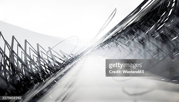 abstract blurred black and white geometric background with lines - technology crossroads stock illustrations