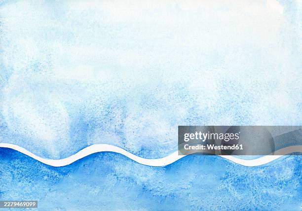 abstract blue watercolor background with ocean wave - water mist stock illustrations