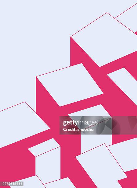 abstract 3d red geometric cube shapes for design background - futuristic 3d cube stock illustrations