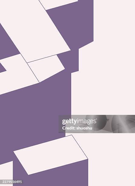 abstract purple 3d geometric cube model design graphic background - 3d architecture model stock illustrations