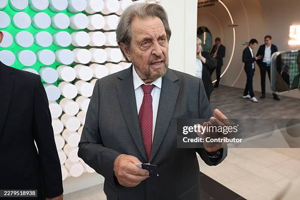 South African businessman and politician Errol Musk talks to a journalist prior to the plenary of the Saint Petersburg International Economic Forum...