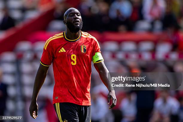 Romelu Lukaku of Belgium looks on during the international friendly match between Belgium and Tunisia at King Baudouin Stadium on June 6, 2026 in...