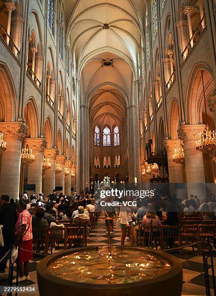 Visitors tour the Notre Dame de Paris on May 29, 2026 in Paris, France. Notre-Dame de Paris cathedral is open to all, free of charge.