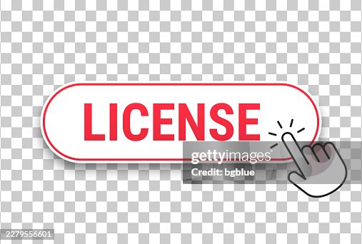 License - 3D click web button with hand cursor on blank background License - 3D click web button with hand cursor on blank background