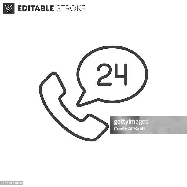 24/7 phone support thin line icons collection. editable stroke. vector illustration. - call button stock illustrations