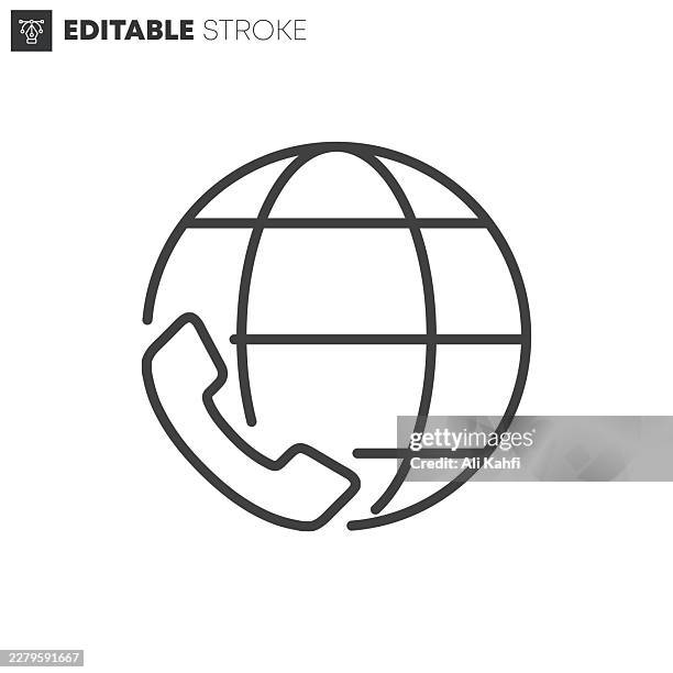 global call thin line icons collection. editable stroke. vector illustration. - call button stock illustrations