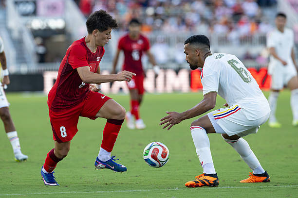 Arda Guler of Turkiye in action during the international friendly match between Turkiye and Venezuela at Inter Miami CF Stadium in Miami, Florida,...