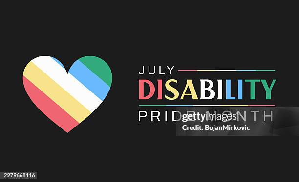 disability pride month card, july. vector - accessibility blind stock illustrations