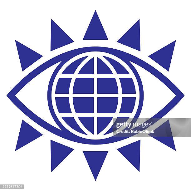 globe eye icon - spiked ball stock illustrations