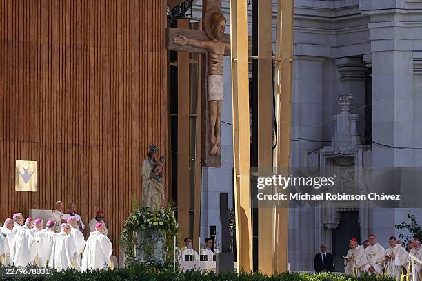 Pope Leo XIV leads a mass on June 7, 2026 in Madrid, Spain. Pope Leo XIV is making an apostolic journey to Spain from June 6–12, marking the first...