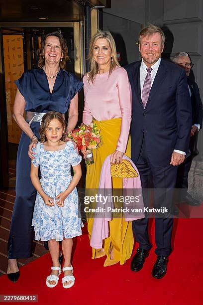 King Willem-Alexander of the Netherlands and Queen Maxima of the Netherlands with festival director Emily Ansenk arrive at theater Carre during...