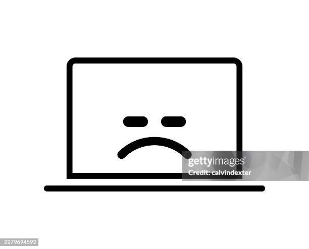 data breach concept design emoji on laptop screen - network security breach stock illustrations