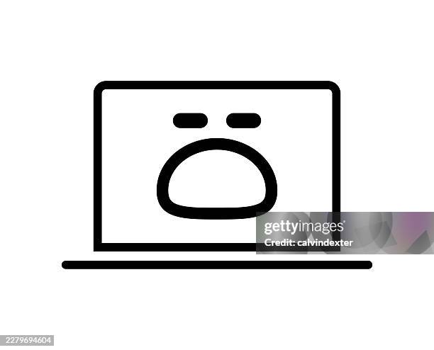 data breach concept design emoji on laptop screen - network security breach stock illustrations