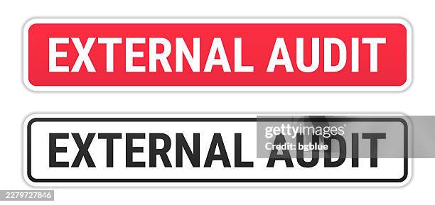 external audit - red and black labels on white background - ear hole stock illustrations