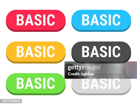 Basic - Colorful 3D click web buttons on blank background Basic - Colorful 3D click web buttons on blank background