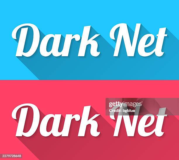 dark net - flat design with long shadow on blue and red background - dark web stock illustrations
