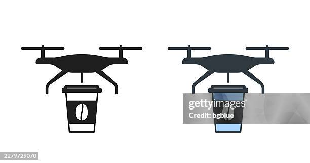 food delivery drone with coffee. icons for design - editable icon - remote control helicopter stock illustrations