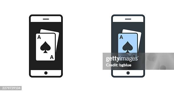 smartphone with playing card. icons for design - editable icon - visual tricks stock illustrations