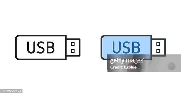 usb flash drive. icons for design - editable stroke icon - computer memory stick stock illustrations
