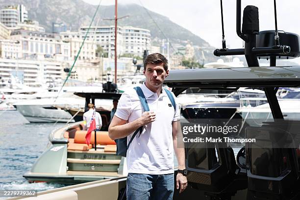 Max Verstappen of the Netherlands and Oracle Red Bull Racing arrives in the Paddock during previews ahead of the F1 Grand Prix of Monaco at Circuit...