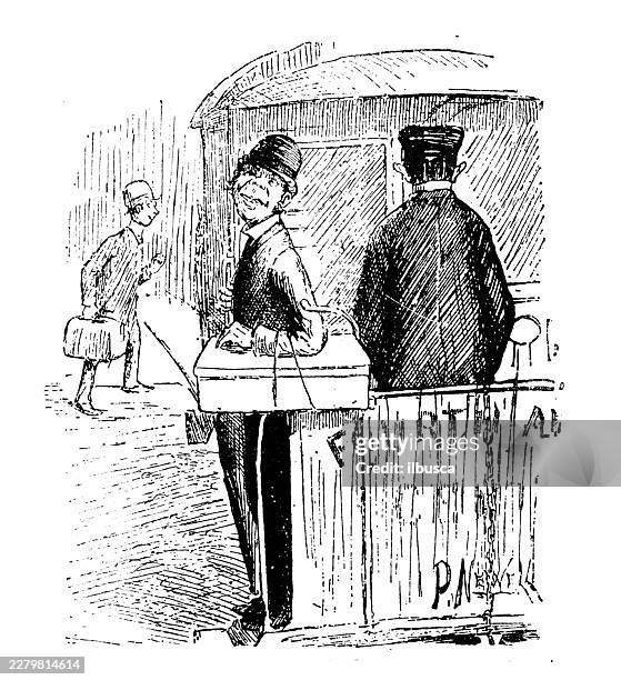 coach passengers - bus stop stock illustrations