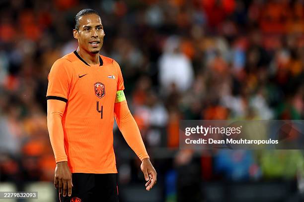Virgil van Dijk of Netherlands looks on during the international friendly match between Netherlands and Algeria at De Kuip on June 03, 2026 in...