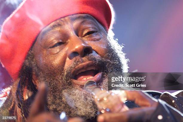 George Clinton & Parliament/Funkadelic, including Bernie Worrel and Bootsy Collins, perform Thursday night in the hangar at Woodstock '99 in Rome,...