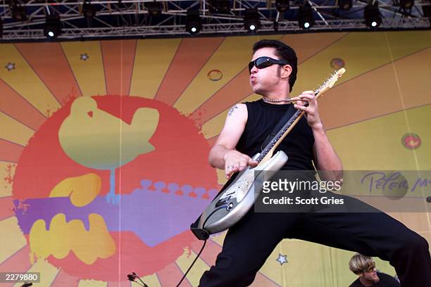 Oleander rocks the west stage during Woodstock '99. In Rome, New York. Oleander is one of over 45 and bands performing at the three day festival....
