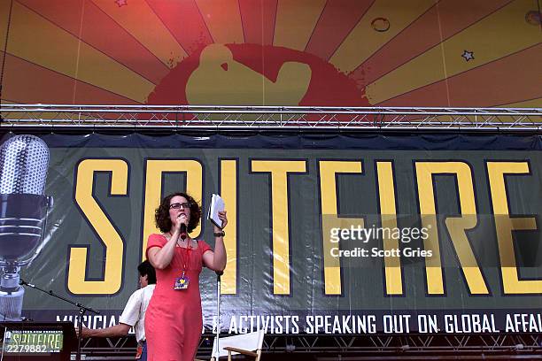Spitfire performs on the west stage at Woodstock '99 in Rome, New York. Spitfire delivers a non musical message of political action. They are one of...