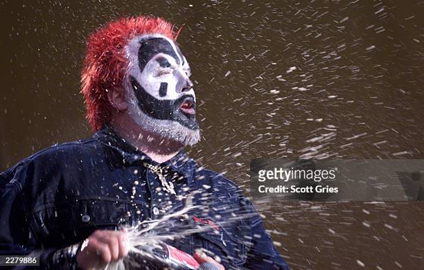 The Insane Clown Posse performs on the west stage Friday at Woodstock '99 in Rome, New York at Griffiss AFB Park for the 30th Anniversary Concert....