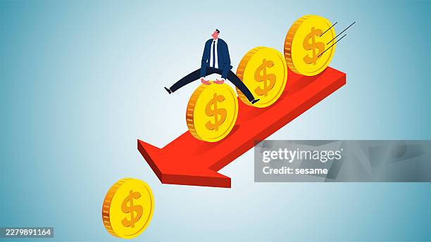 avoid crises, mitigate risks, and overcome setbacks or problems. the businessman dodges falling arrows and coins - mitigate risk stock illustrations