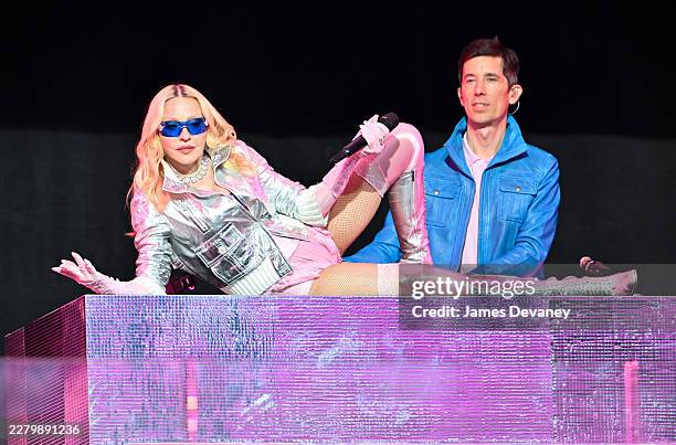 Madonna is seen performing a surprise concert in Times Square on June 04, 2026 in New York City.