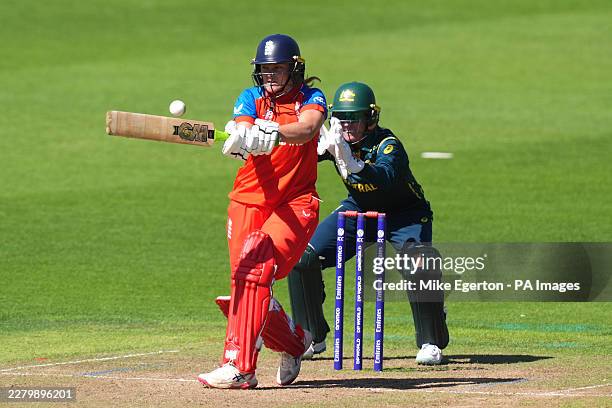 England's Dani Gibson in action during the Women's T20 World Cup warm up match at Sophia Gardens, Cardiff. Picture date: Monday June 8, 2026.