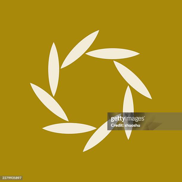 abstract yellow geometric flower shape pattern sign - construction logo template stock illustrations