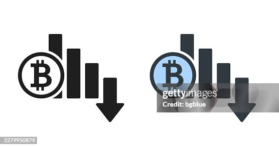Bitcoin rate decrease. Icons for design - Editable icon Bitcoin rate decrease. Icons for design - Editable icon