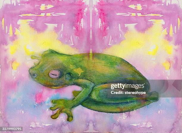 rainforest frog - coral spawning stock illustrations