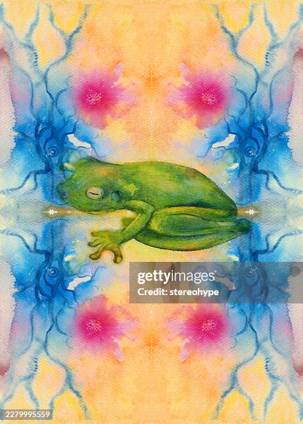 rainforest frog - coral spawning stock illustrations