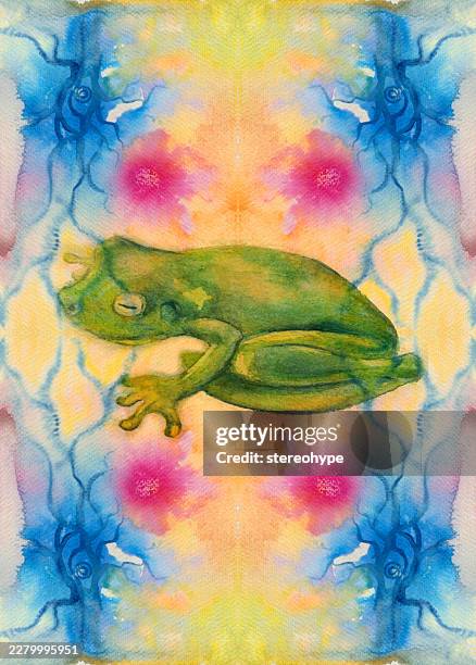 rainforest frog - coral spawning stock illustrations