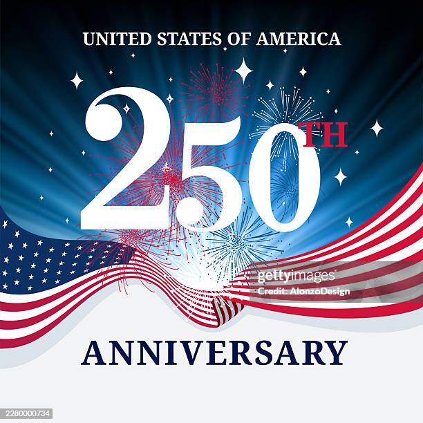 usa 250th anniversary patriotic celebration illustration - deflated stock illustrations