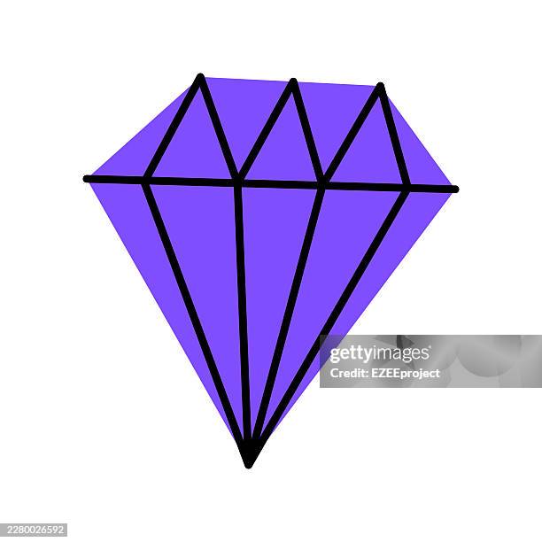 crystal gemstone icon vector illustration. simple hand drawn quartz mineral or magic crystal element. gem stone illustration graphic design. abstract geometric diamond crystal shape doodle - agate stock illustrations