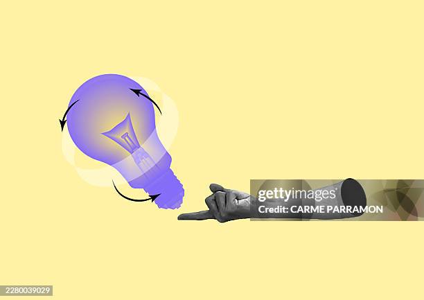 an arm that turns a light bulb - going round in circles stock illustrations