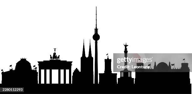 berlin skyline silhouette (all buildings are complete and moveable) - berlin stock illustrations