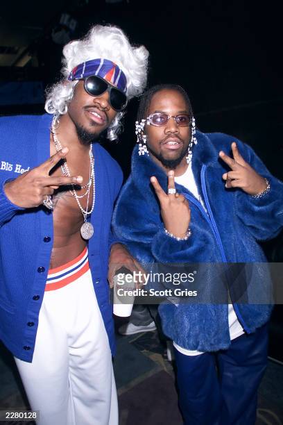 Andre and Big Boi of Hip Hop Group OutKast on MTV's new interactive hip?Hop/R&B show, 'Direct Effect' in MTV's Times Square Studio's in New York...