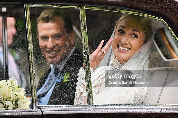 Peter Phillips and Harriet Sperling depart from their Royal wedding at All Saints Church on June 06, 2026 in Kemble, England. Peter Phillips, the son...